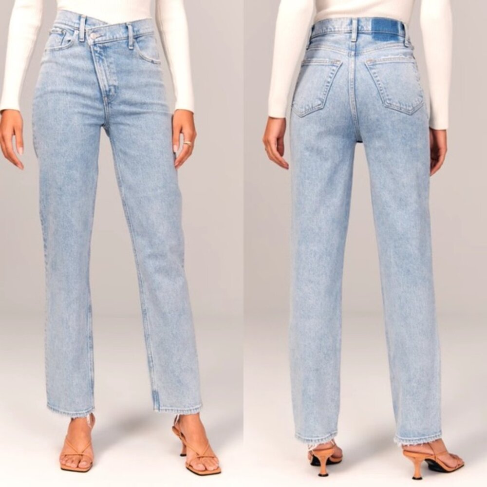 Abercrombie & Fitch High-Rise Straight Light Wash Jeans